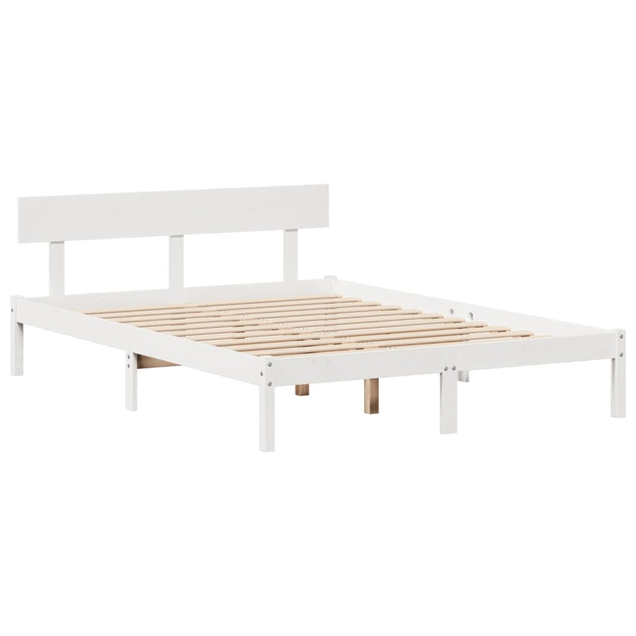 Bed met boekenkast zonder matras grenenhout wit 140x190 cm