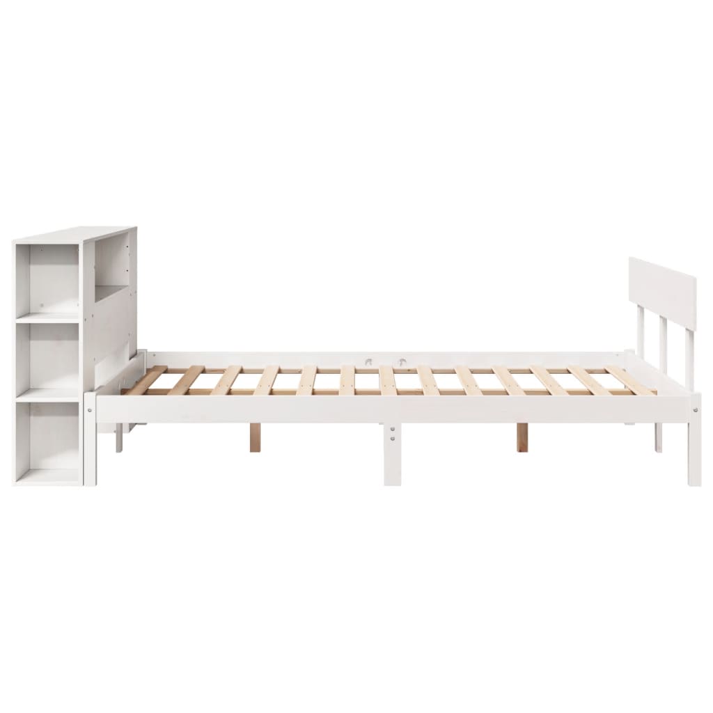 Bed met boekenkast zonder matras grenenhout wit 140x190 cm