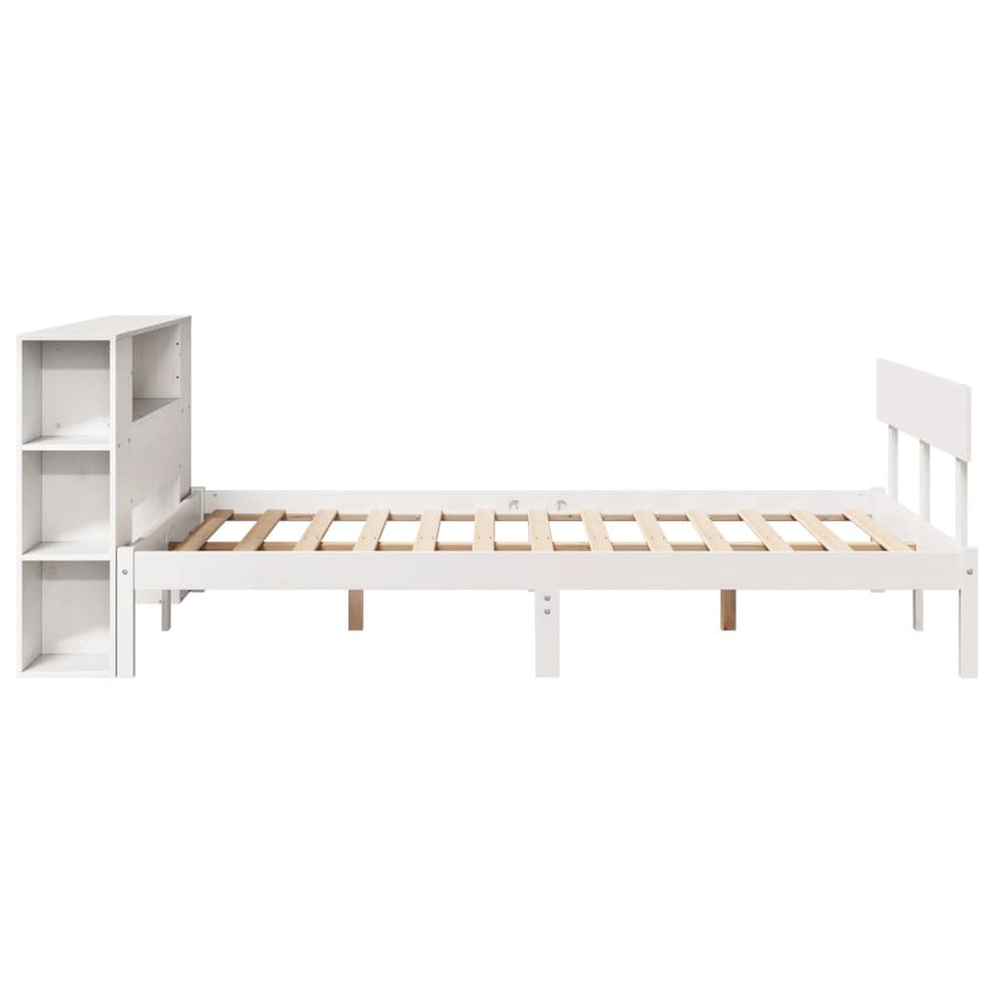 Bed met boekenkast zonder matras grenenhout wit 140x190 cm
