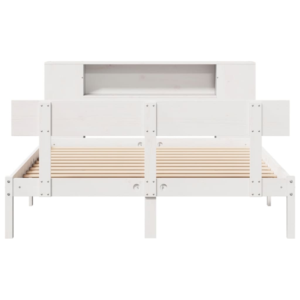 Bed met boekenkast zonder matras grenenhout wit 120x200 cm