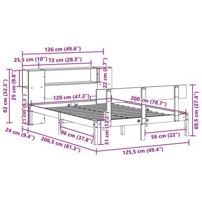 Bed met boekenkast zonder matras grenenhout wit 120x200 cm