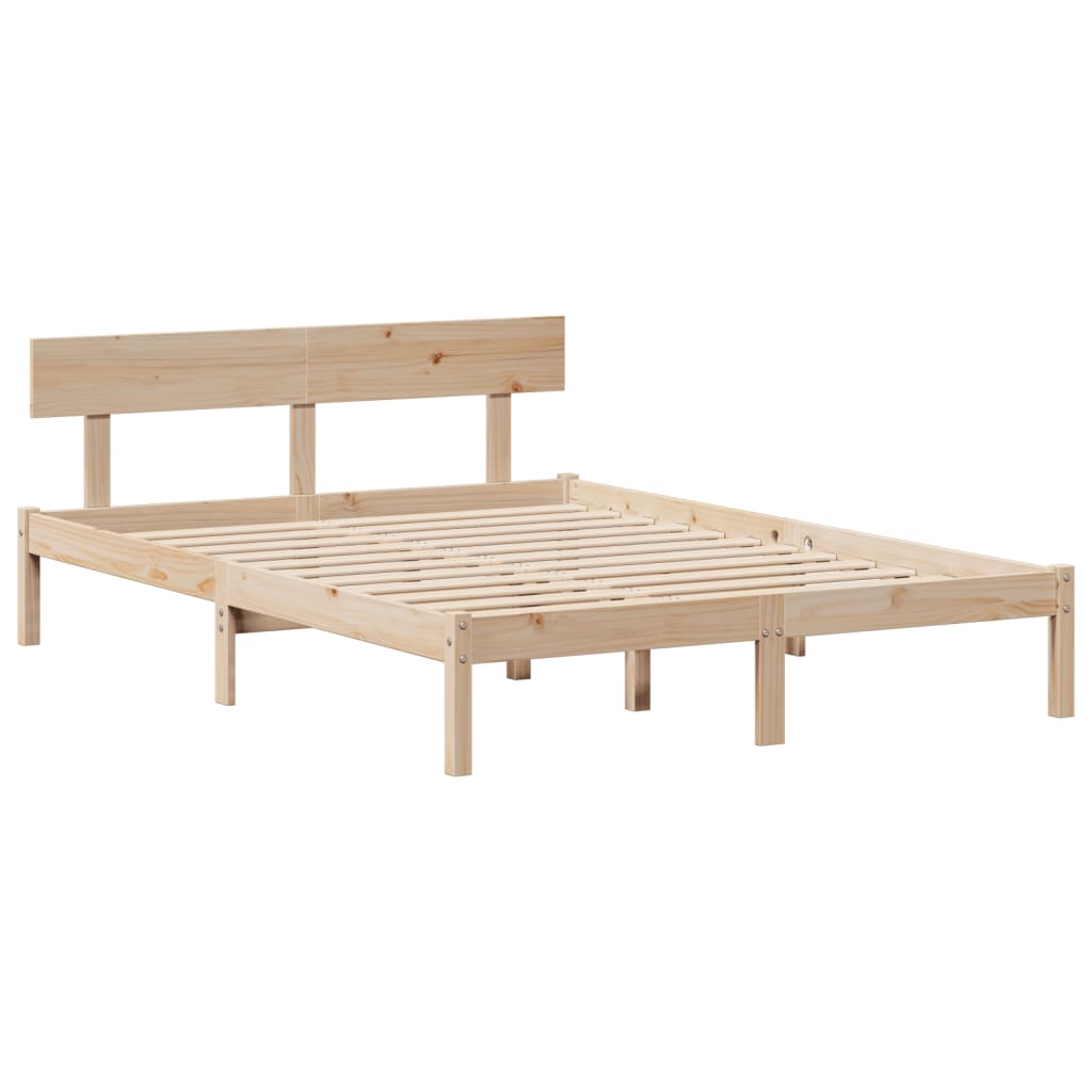 Bed met boekenkast zonder matras massief grenenhout 140x200 cm