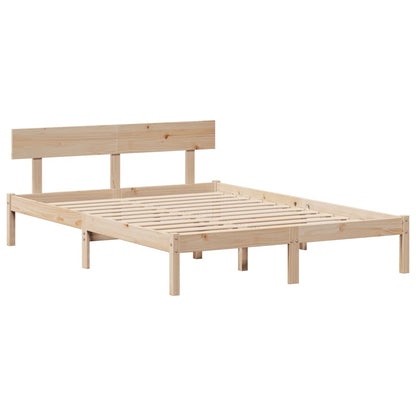 Bed met boekenkast zonder matras massief grenenhout 140x200 cm