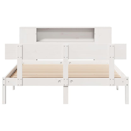 Bed met boekenkast zonder matras grenenhout wit 160x200 cm