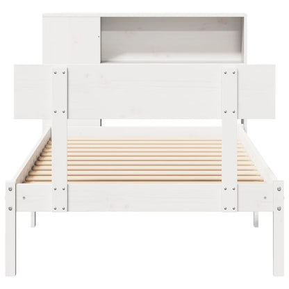 Bed met boekenkast zonder matras grenenhout wit 75x190 cm