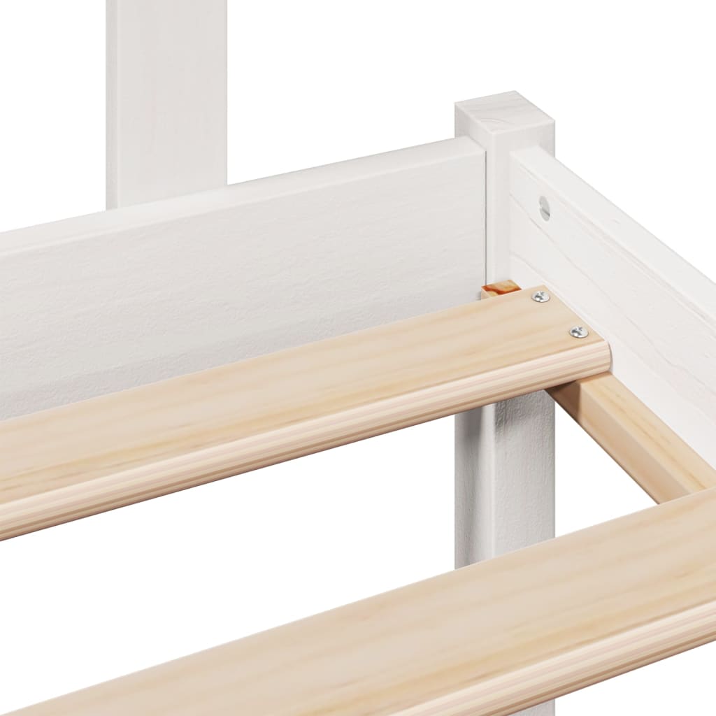 Bed met boekenkast zonder matras grenenhout wit 75x190 cm