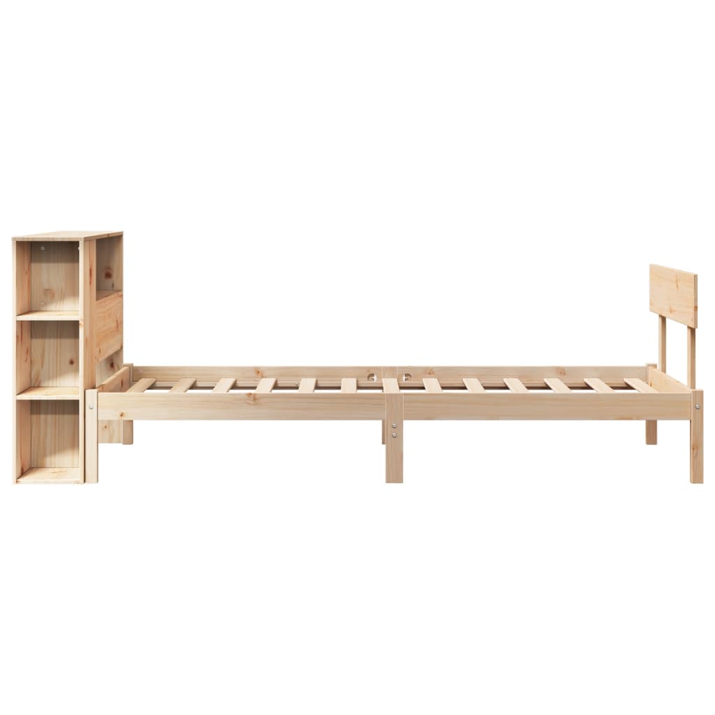 Bed met boekenkast zonder matras massief grenenhout 90x200 cm