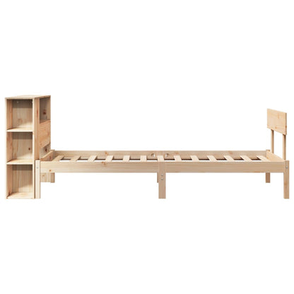 Bed met boekenkast zonder matras massief grenenhout 90x200 cm