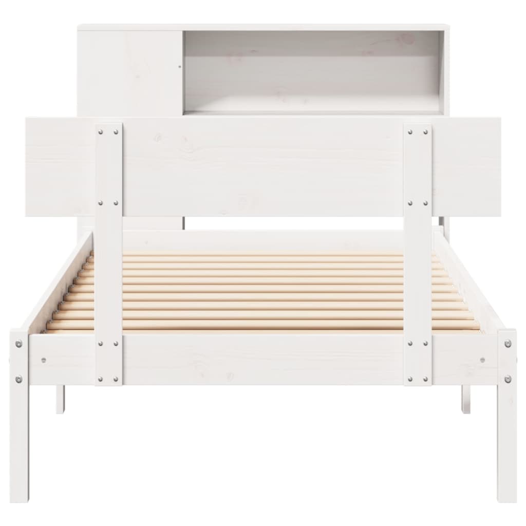 Bed Met Boekenkast Zonder Matras Grenenhout 90 x 200 cm Wit