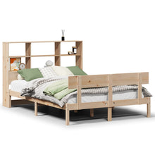 Bed met boekenkast zonder matras massief grenenhout 140x190 cm