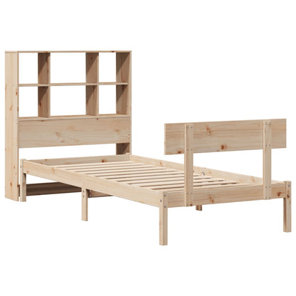 Bed Met Boekenkast Zonder Matras Massief Grenenhout 90 x 200 cm Naturel