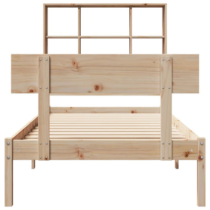 Bed Met Boekenkast Zonder Matras Massief Grenenhout 90 x 200 cm Naturel
