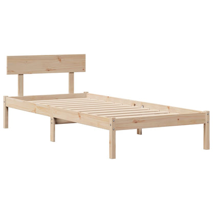 Bed Met Boekenkast Zonder Matras Massief Grenenhout 90 x 200 cm Naturel