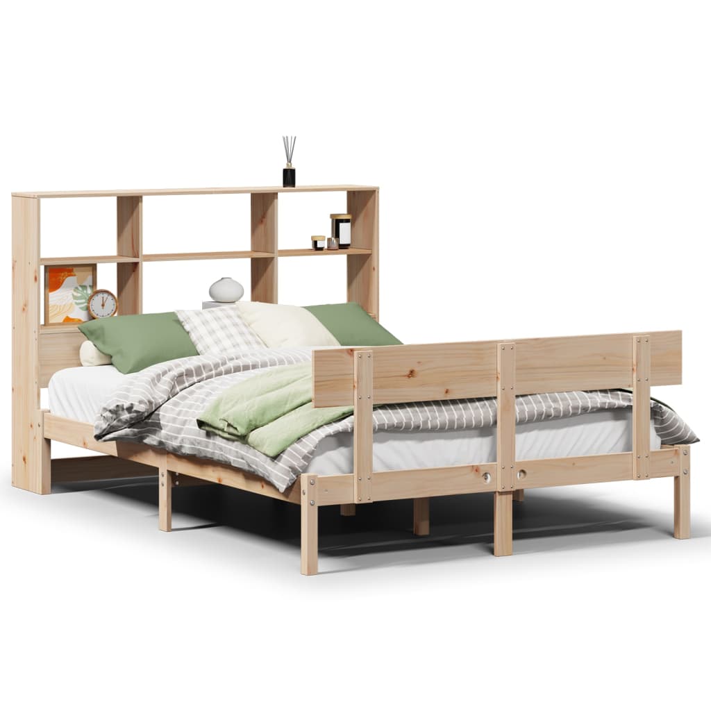 Bed met boekenkast zonder matras massief grenenhout 120x200 cm