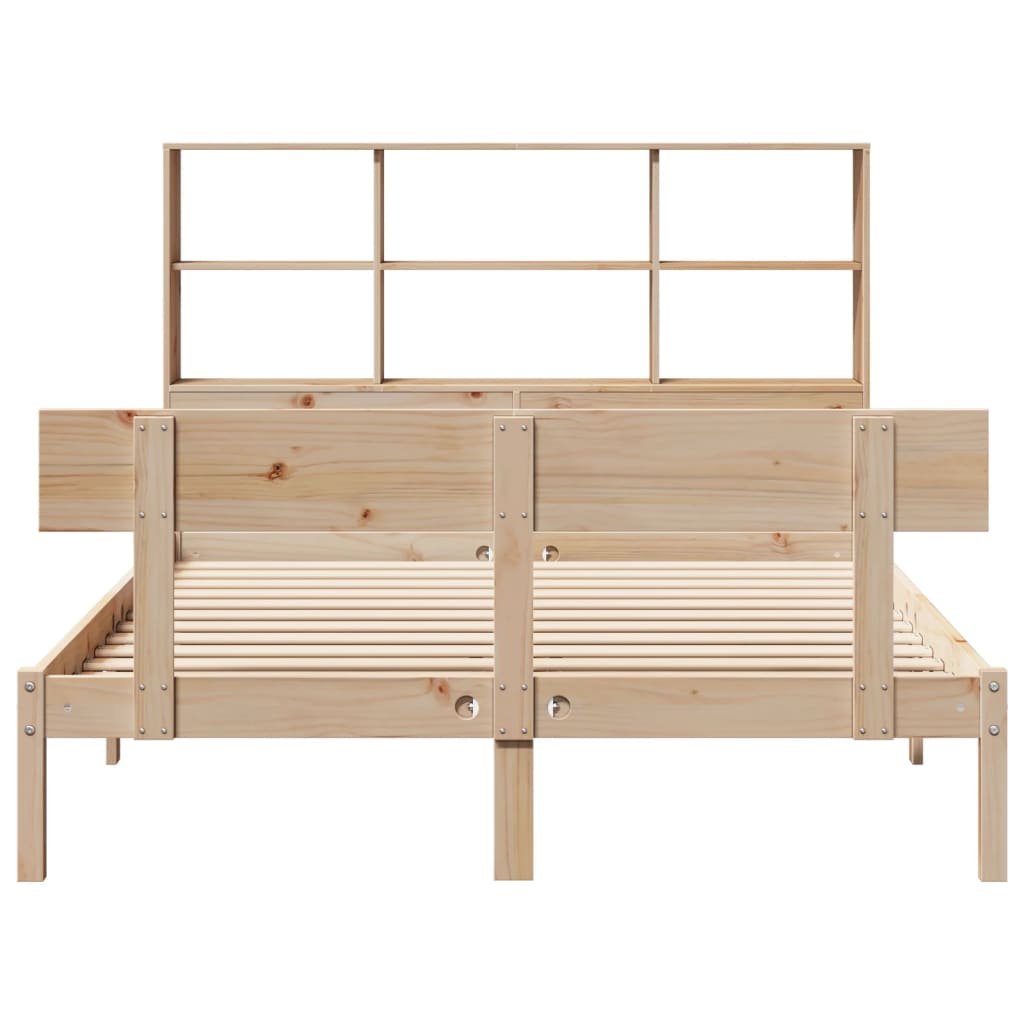 Bed met boekenkast zonder matras massief grenenhout 120x200 cm