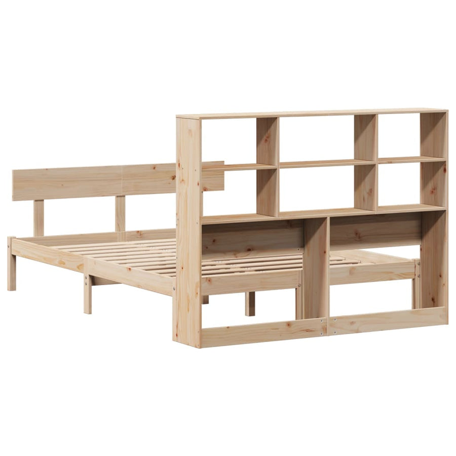 Bed met boekenkast zonder matras massief grenenhout 160x200 cm