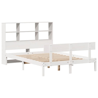Bed met boekenkast zonder matras grenenhout wit 160x200 cm