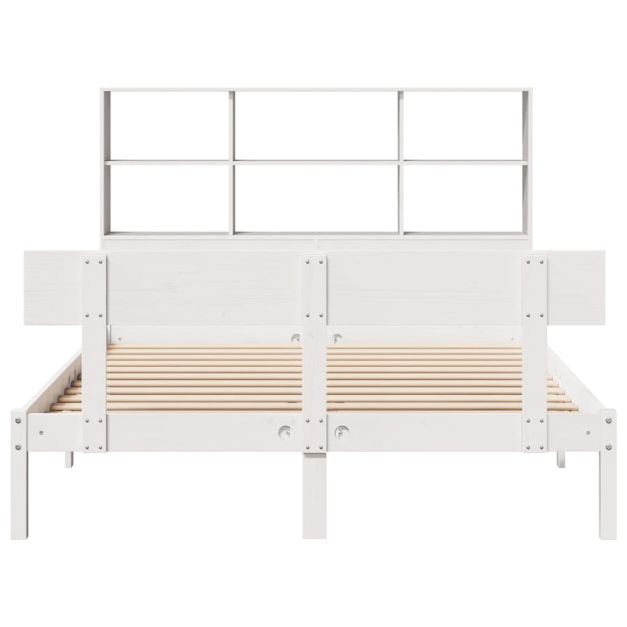 Bed met boekenkast zonder matras grenenhout wit 160x200 cm