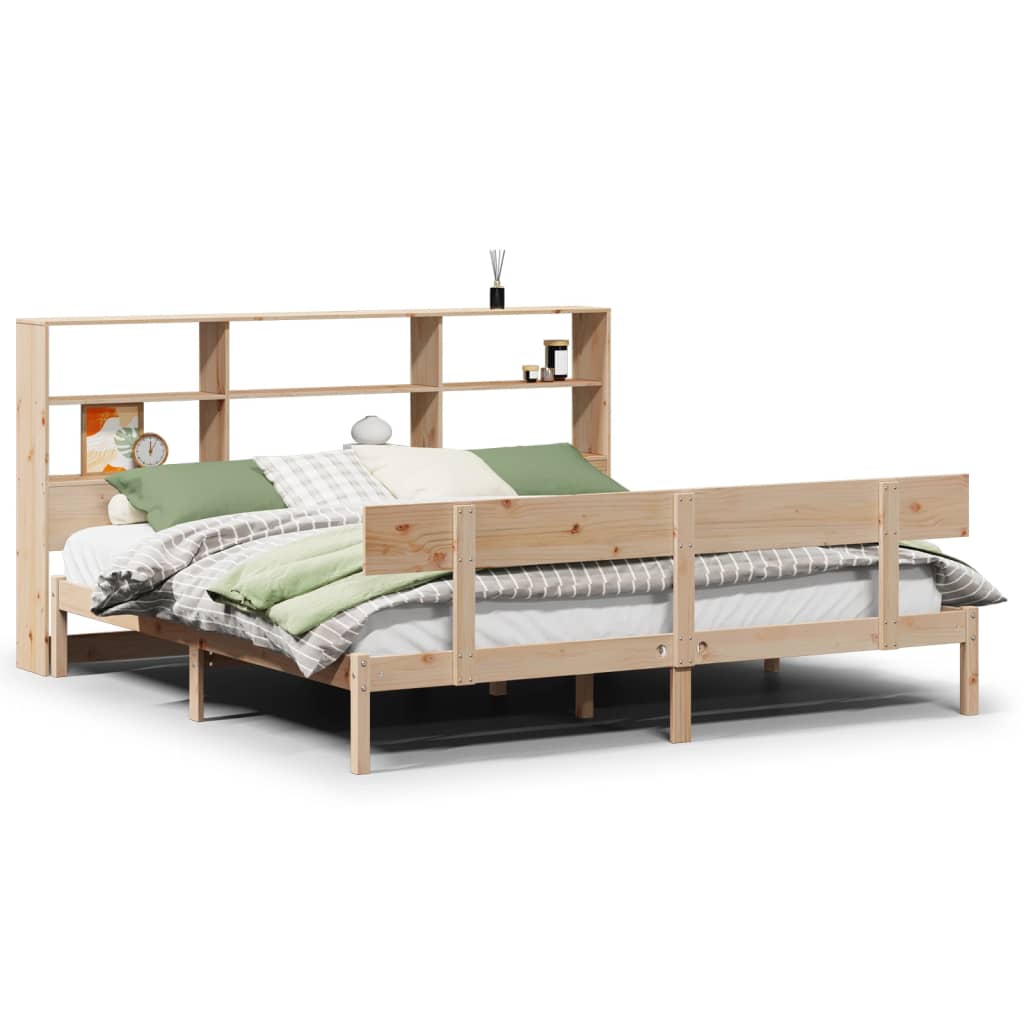 Bed met boekenkast zonder matras massief grenenhout 180x200 cm