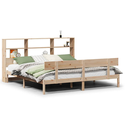 Bed met boekenkast zonder matras massief grenenhout 180x200 cm