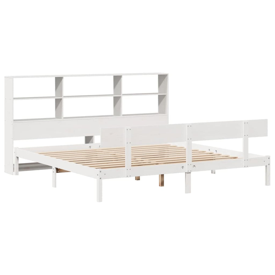 Bed met boekenkast zonder matras grenenhout wit 180x200 cm