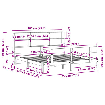 Bed met boekenkast zonder matras grenenhout wit 180x200 cm