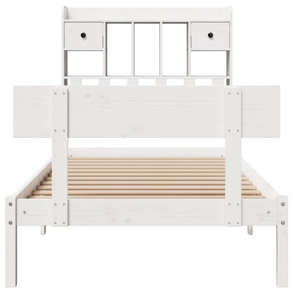 Bed met boekenkast zonder matras grenenhout wit 75x190 cm