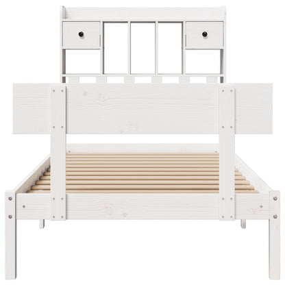 Bed met boekenkast zonder matras grenenhout wit 90x190 cm