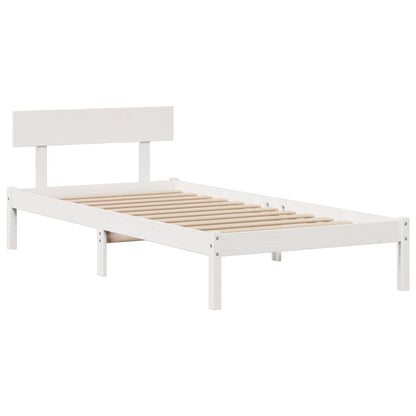 Bed met boekenkast zonder matras grenenhout wit 90x190 cm