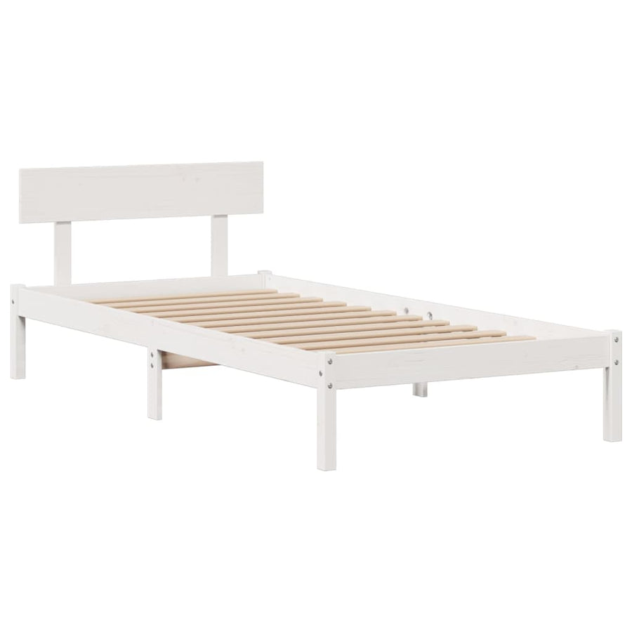 Bed met boekenkast zonder matras grenenhout wit 90x190 cm