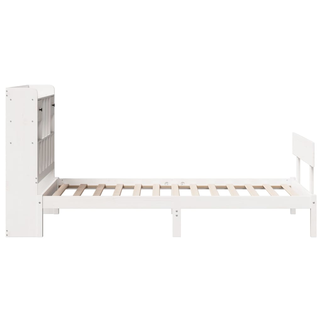 Bed met boekenkast zonder matras grenenhout wit 90x190 cm
