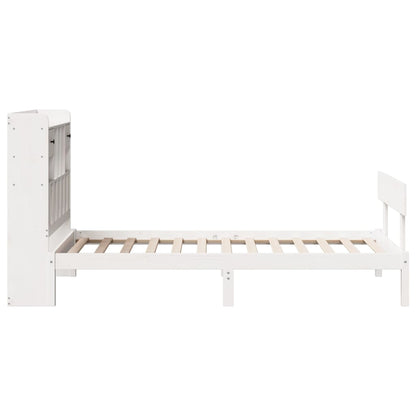 Bed met boekenkast zonder matras grenenhout wit 90x190 cm
