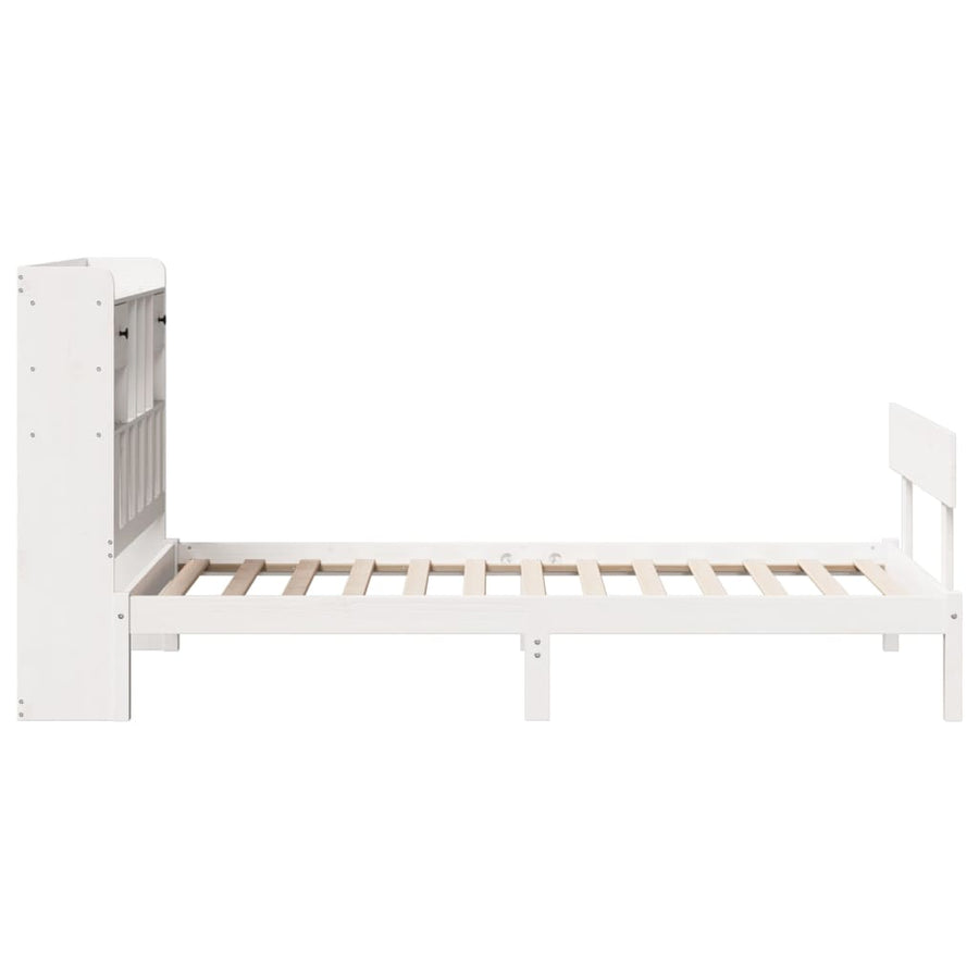 Bed met boekenkast zonder matras grenenhout wit 90x190 cm