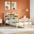 Bed met boekenkast zonder matras massief grenenhout 120x190 cm