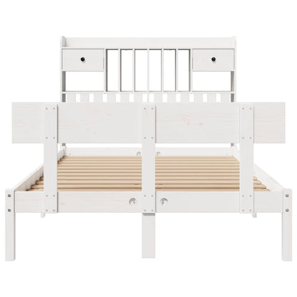 Bed met boekenkast zonder matras grenenhout wit 135x190 cm