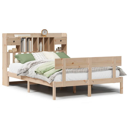 Bed met boekenkast zonder matras massief grenenhout 140x190 cm