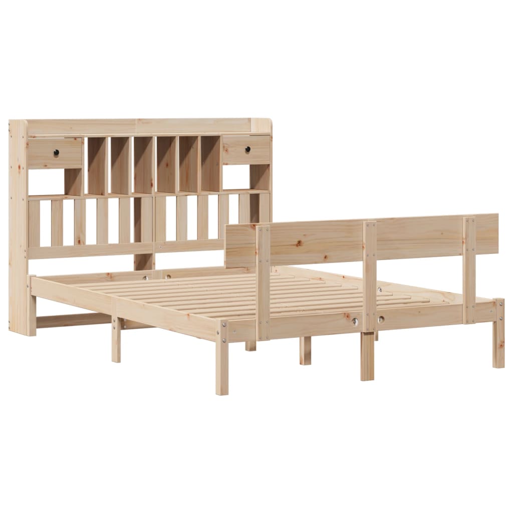 Bed met boekenkast zonder matras massief grenenhout 140x190 cm