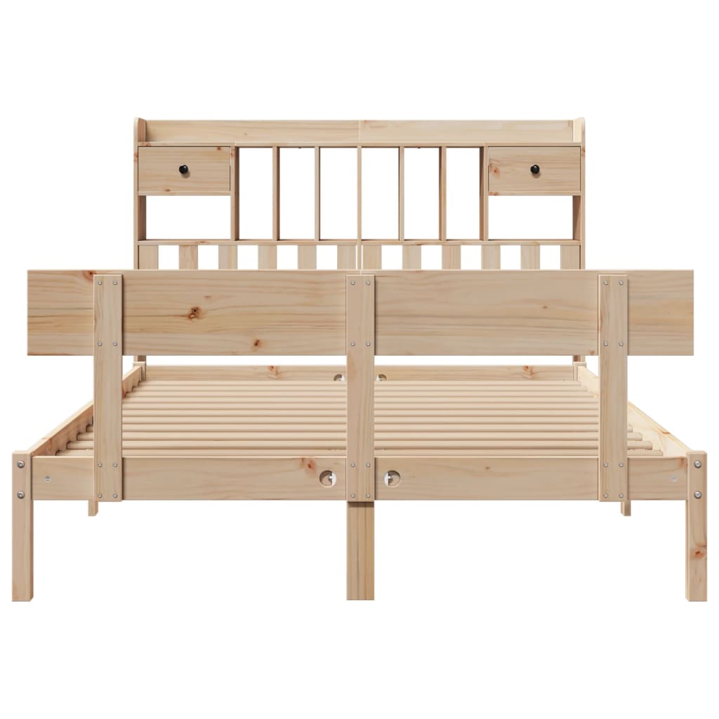Bed met boekenkast zonder matras massief grenenhout 140x190 cm