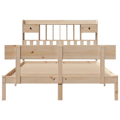 Bed met boekenkast zonder matras massief grenenhout 140x190 cm