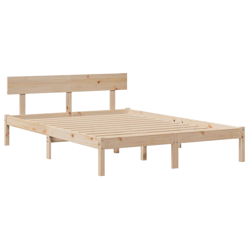 Bed met boekenkast zonder matras massief grenenhout 140x190 cm