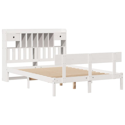 Bed met boekenkast zonder matras grenenhout wit 140x190 cm