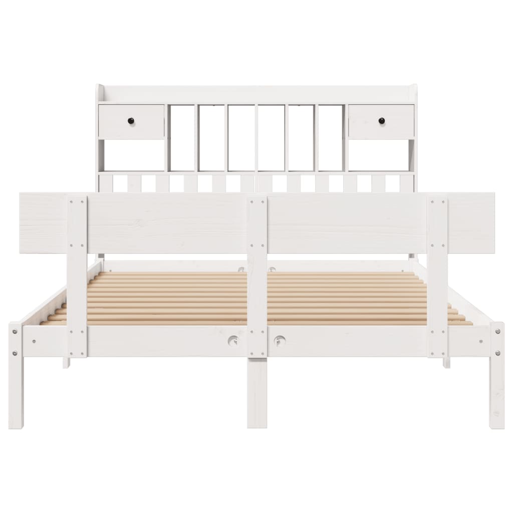Bed met boekenkast zonder matras grenenhout wit 140x190 cm