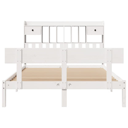 Bed met boekenkast zonder matras grenenhout wit 140x190 cm