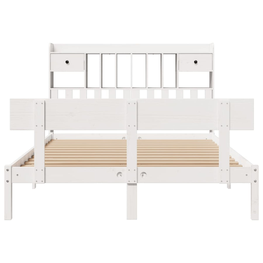 Bed met boekenkast zonder matras grenenhout wit 140x190 cm