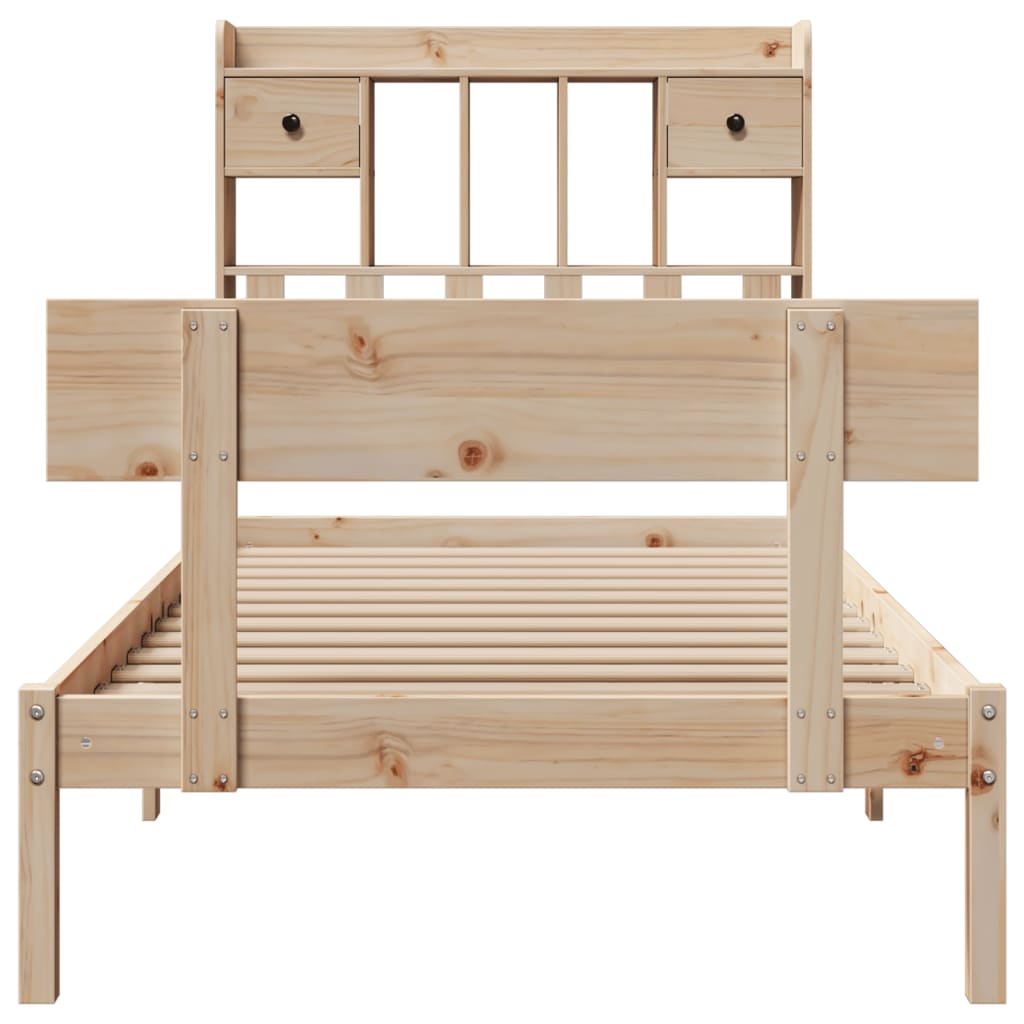 Bed met boekenkast zonder matras massief grenenhout 90x200 cm