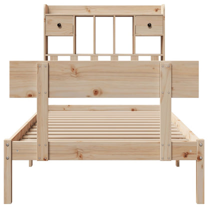 Bed met boekenkast zonder matras massief grenenhout 90x200 cm