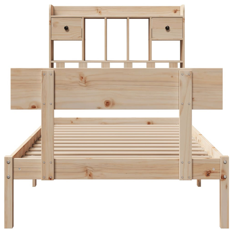 Bed met boekenkast zonder matras massief grenenhout 90x200 cm