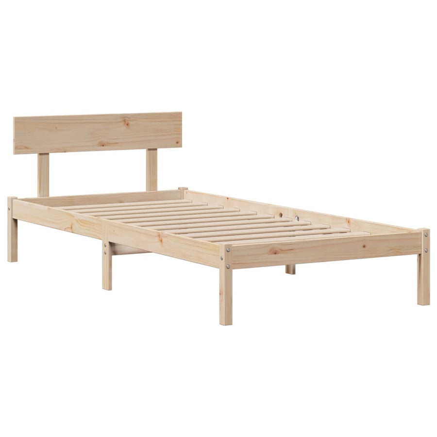 Bed met boekenkast zonder matras massief grenenhout 90x200 cm