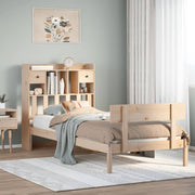 Bed 90x200 cm massief grenenhout met boekenkast