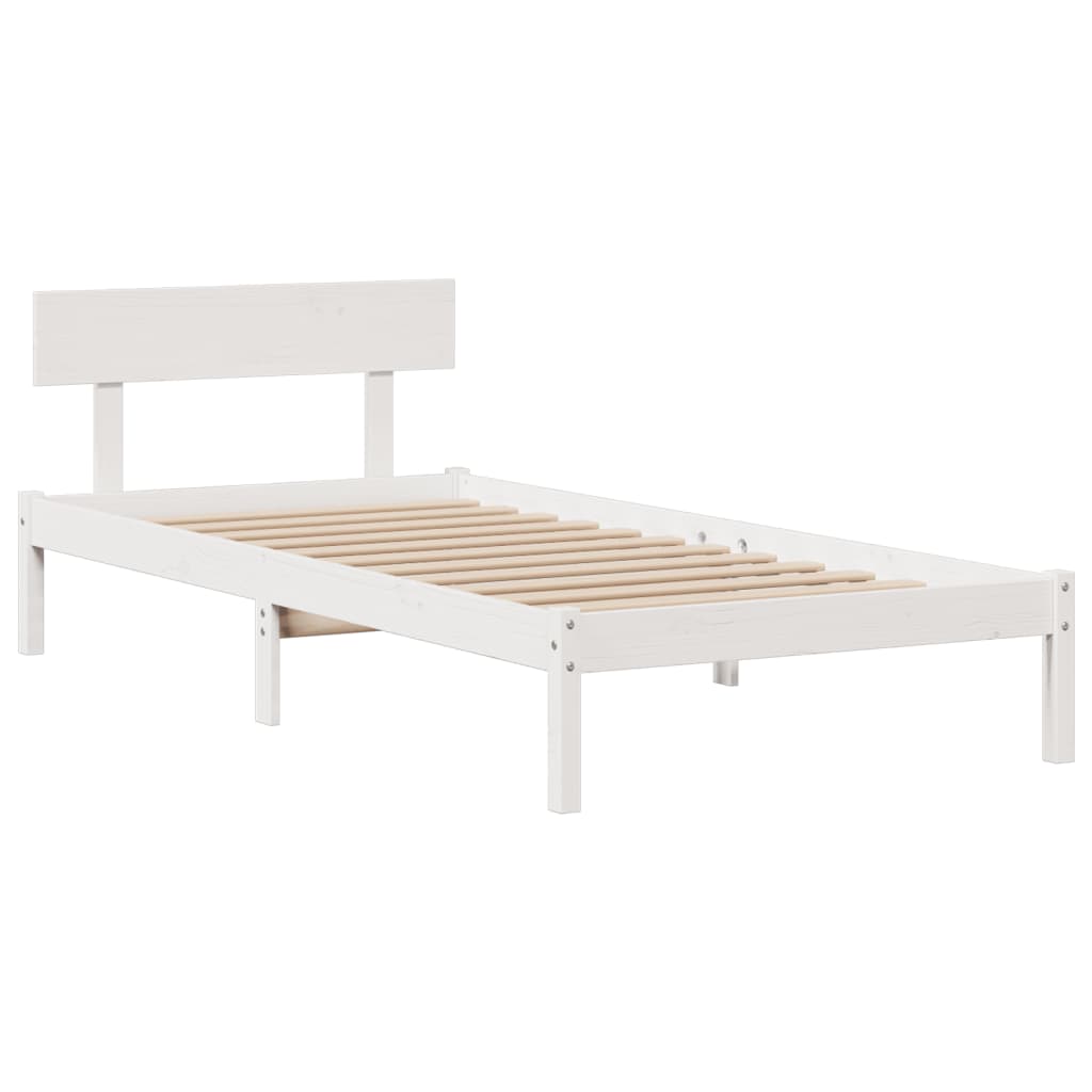 Bed met boekenkast zonder matras grenenhout wit 90x200 cm
